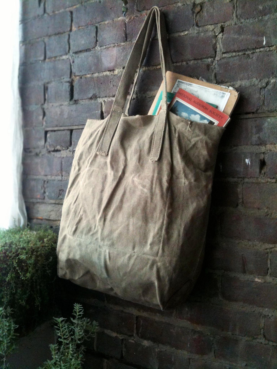 Waxed Canvas Tote-  Sage