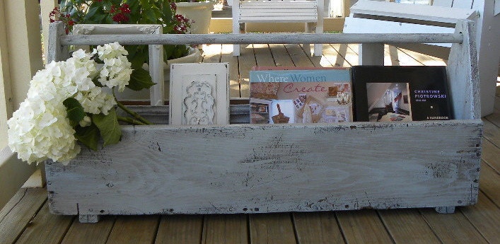 Shabby chic wood tool box