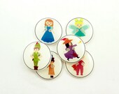 Peter Pan Buttons.  Handmade buttons.  6 Children's Story Sewing Buttons.