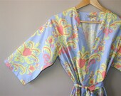 Womens Robe. Dressing Gown. Periwinkle Blue.  Mid Calf Length.