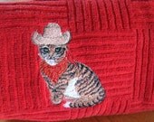 Red towel with Cowboy Cat for your kitchen