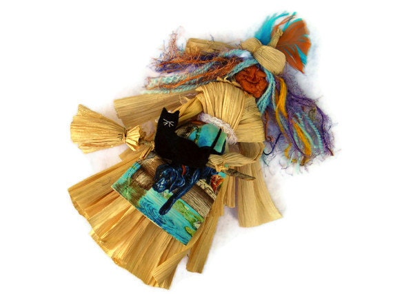 Corn Husk Apple Head Kitchen Witch Doll CAROL SUE