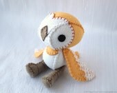 Hobs the Barn Owl - Wool Felt Plush Art Doll - MADE TO ORDER - nonesuchgarden