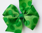 Extra Large Sweet and Simple Green Polka Dot Pinwheel Hairbow Perfect for St. Patrick's Day