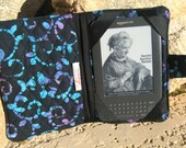 Kindle 3 eReader or Kindle Fire Cover Jet Black Multicolored Batik Vines
