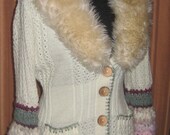Secret Garden, 1970's Recycles Cream Vintage Cardigan, Molly Weasley Half Sleeve, Available Now by ccdzs