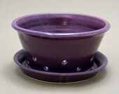 Purple Berry Bowl or Colander with Saucer
