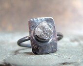 Modern Rough Diamond Solitaire and 925 Sterling Silver Ring -  Artisan Jewellery - Handmade and Designed by A Second Time
