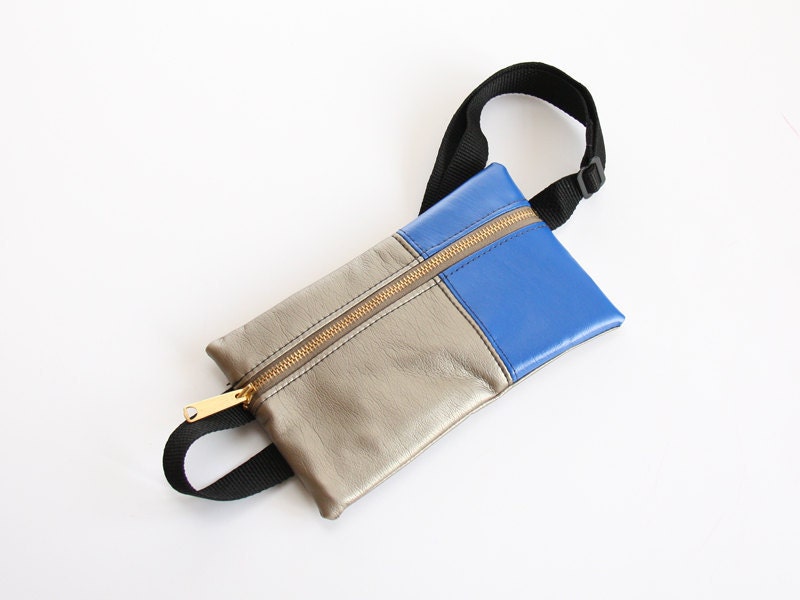 Hip Bag - Faux Leather in Cobalt and Silver - FelixandJayne