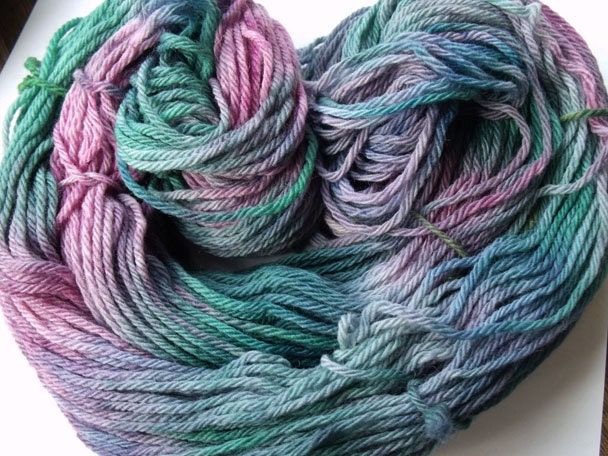 OOAK Hand Painted Merino Worsted Weight Yarn in Hyacinth