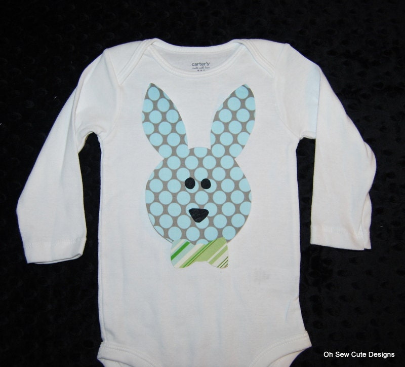 Cute Boy Easter Bunny Appliqued Onesie or Tee