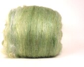 Super Sparkle Sock Batts BITTER GREEN 5.8 oz  Two Batts Spring Green Yellow Chartreuse Local Merino, Milk Fiber, Firestar, Nylon, Angelina
