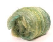 Super Sparkle Sock Batts WHEREFORE and WHY 4.8 oz  Two Batts Green Yellow Chartreuse Local Merino, Milk Fiber, Firestar, Nylon, Angelina