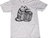 Mens ACCORDION playing Rat american apparel T SHIRT X S S M L XL and X X L (Silver)
