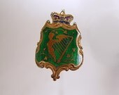 Antique Victorian Hat Pin Enamel Irish Ireland Coat of Arms Vintage 1890s Jewelry
