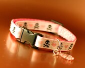 Cat Collar - Skull and Crossbones with Fish Charm