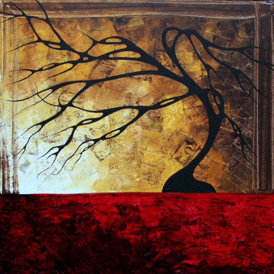 Abstract Art Original Goth Gothic Bold Landscape Painting Artwork MADART  24x24  ENGAGE ME