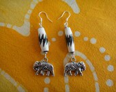 Elephant Charm Tribal African Lightning Bolt Earrings