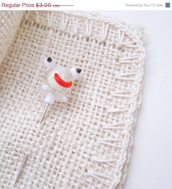 Mr. Frog , Decorated Straight Pin, needle for your Pincushions, Push Pins for PinBoards