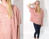 Oversized Silk Beaded Boxy Vintage Blouse.