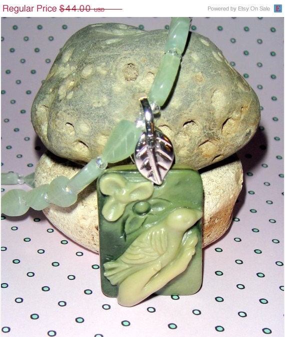 ON SALE For the Love of a Bird in the Hand                   (Carved Bird Necklace)