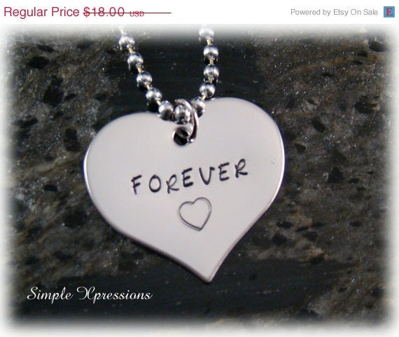 50% OFF - Engraved Heart Necklace - Hand Stamped Stainless Steel