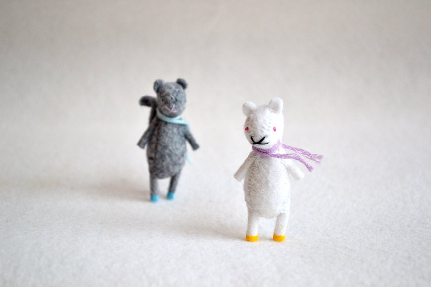 mini white squirrel - miniature felt albino squirrel by royalmint