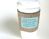 Chuck Norris Eco Coffee Sleeve or Cup Cozy made from Fused Plastic Bags