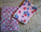 1930s pink floral antique feedsack-an instant collection of two scraps of vintage material
