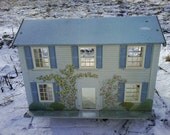 1950's mid century powder blue vintage metal dollhouse or playhouse