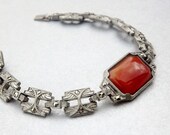 Bracelet, Art Deco Carnelian Marcasite 1920