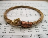 Recycled Acoustic Guitar String Bracelet bronze colored with brass ball ends attached Unisex EXTRA SMALL free shipping to US