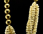 Vintage Carved Bone Necklace and Earrings