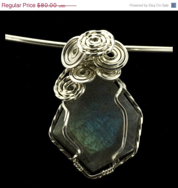 Labradorite Pendant wrapped in Sterling Silver