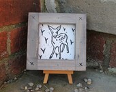 Small Framed Linocut Print of a Deer