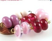 ON SALE Lampwork Beads Glass sra Valentine Pink Earring Pairs 10mm SPACER Shop
