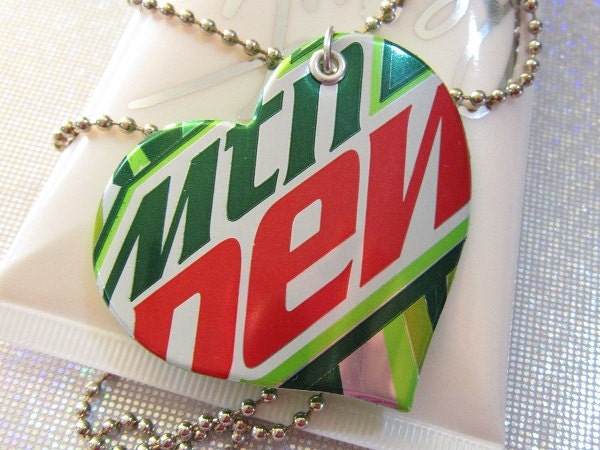 Mountain Dew Pop Can Necklace Teen Tween Soda Can Jewelry Eco