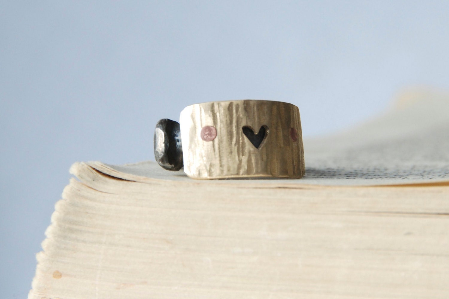Rustic Ring With Heart  Antique Barn Nail Ring Mothers Day Gift Ideas For Her