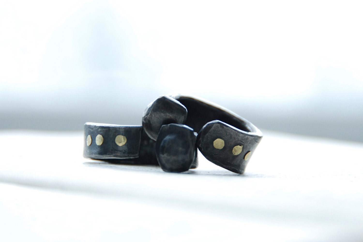 Antique Barn Nail Band Set Hand Forged With Brass Handmade Rivets