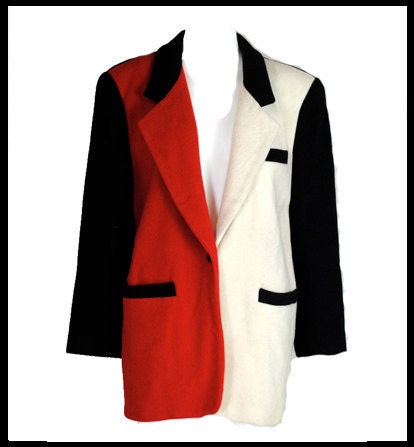 1990's // Color Block Blazer Coat // SIZE M