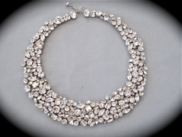 Rhinestone Bridal Statement Necklace, Crystal wedding necklace, rhinestone wedding necklace, crystal statement necklace, The Crystal Rose