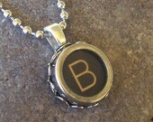 Typewriter Key Pendant Necklace Jewelry, Vintage typewriter key jewelry, the letter B, All Letters Available at Buster and boo on Etsy