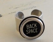 Typewriter Key Ring, Back Space,  Recycled Vintage Key or Custom Made with the Key of your Choice