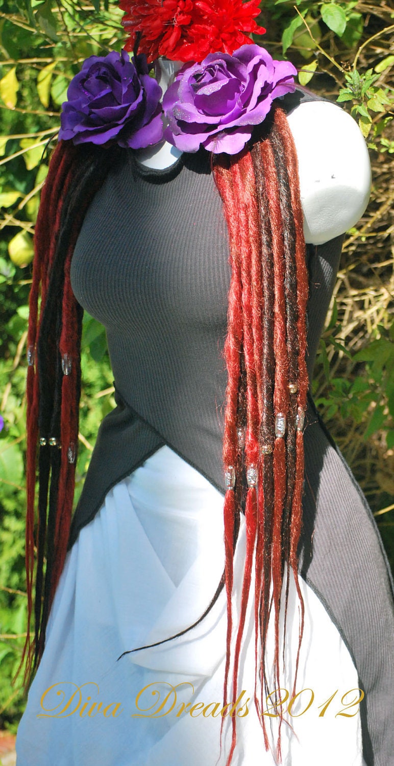 Medium Mixed Reds Dread Lock Falls