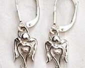 Solid Silver Mini Angel Design Drop Earrings