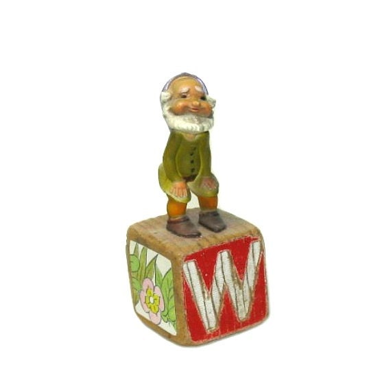 Mixed Media Assemblage Art Block Gnome