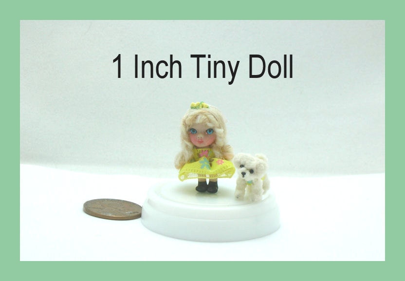 ooak Tiny Doll 1 inch miniature doll polymer clay  BIG EYED Liddle Kiddle