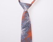 Little Boy Tie - Gray and Orange - Sizes 6M - 9 years - Baby Necktie