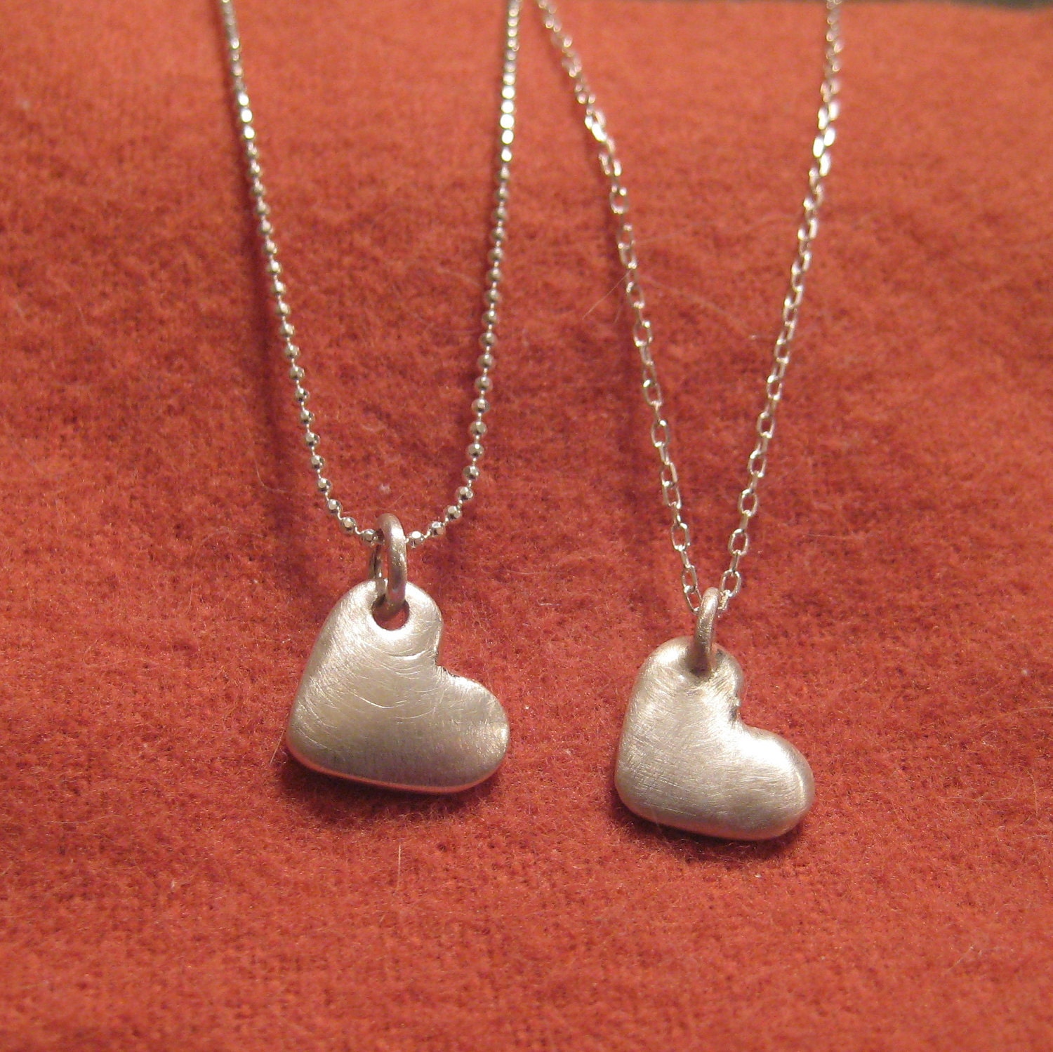 Tiny Heart Necklace Recycled Silver Organic Freeform Puffy Heart Charm Necklace Valentines Day Gift JJDLJewelryArt