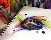 Untitled Rainbow Doodle - 9 x12 Original art (unframed in a 11x14 matt)